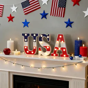 Light Up letters 4th of July Marquee Lights for Independence Day LED Battery Operated Letter Lights Patriotic USA Letters Holiday Table Centerpiece Home Decoration