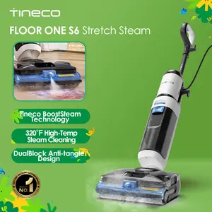 Tineco FLOOR ONE S6 Stretch Steam Corded Wet Dry Vacuum Steam Mop All-in-One, Tineco BoostSteam, 320℉ High-temp Steam Cleaning, 180° Lay-Flat, Anti-Tangle Design, FlashDry Self-cleaning