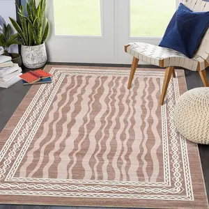 GARVEE 9x12 Area Rugs for Living Room, Large Carpet Modern Bordered Print Rug for Bedroom, Contemporary Machine Washable Low Pile Area Rugs  for Dining Room Playroom Home Office Decor Red