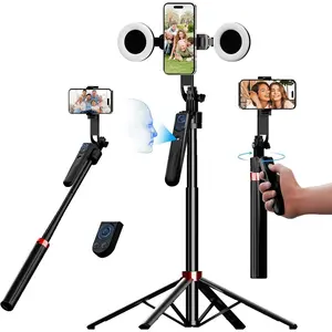 70" Auto   Tripod for , 360 Rotation Travel Selfie Stick Mount with Remote, Gesture Control and Fill Light, Motion Sensor Phone Tripod for   Video Vlog Recording