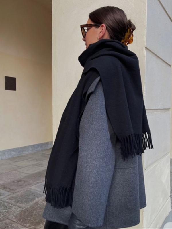 Women'sWinter scarf Solid Color Regular Faux Cashmere Scarf, Suitable For Seasonal Transition hijab, Daily Wear, Windproof And Warm, Red For Christmas Scarfs, Soft Warm Shawl