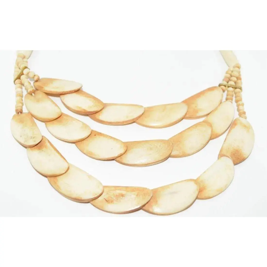 Vintage Carved Bone Layered Bib Necklace