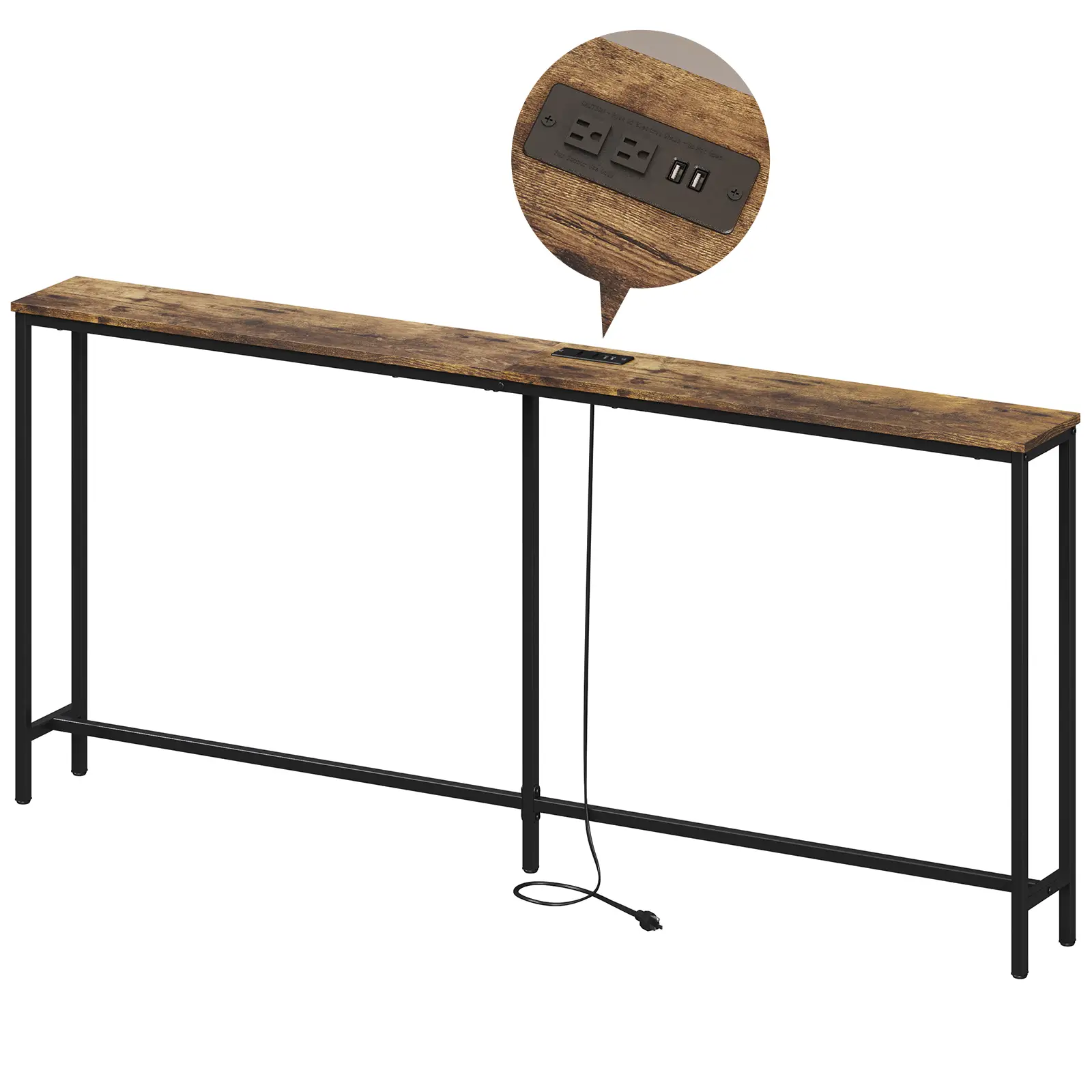 Lifewit 70.9" Narrow Long Console Sofa Table with 2 Power Outlets & USB Ports for Living Room, Industrial Entryway Table for Hallway Entrance Office C
