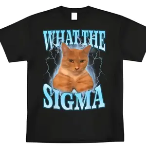 ERM, What The Sigma Meme Cat Unisex Ironic Brainrot Y2K T-Shirt Cotton