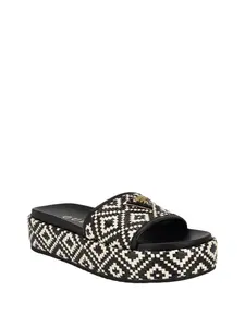 GUESS Unisex Longoh Raffia Platform Slide Sandals