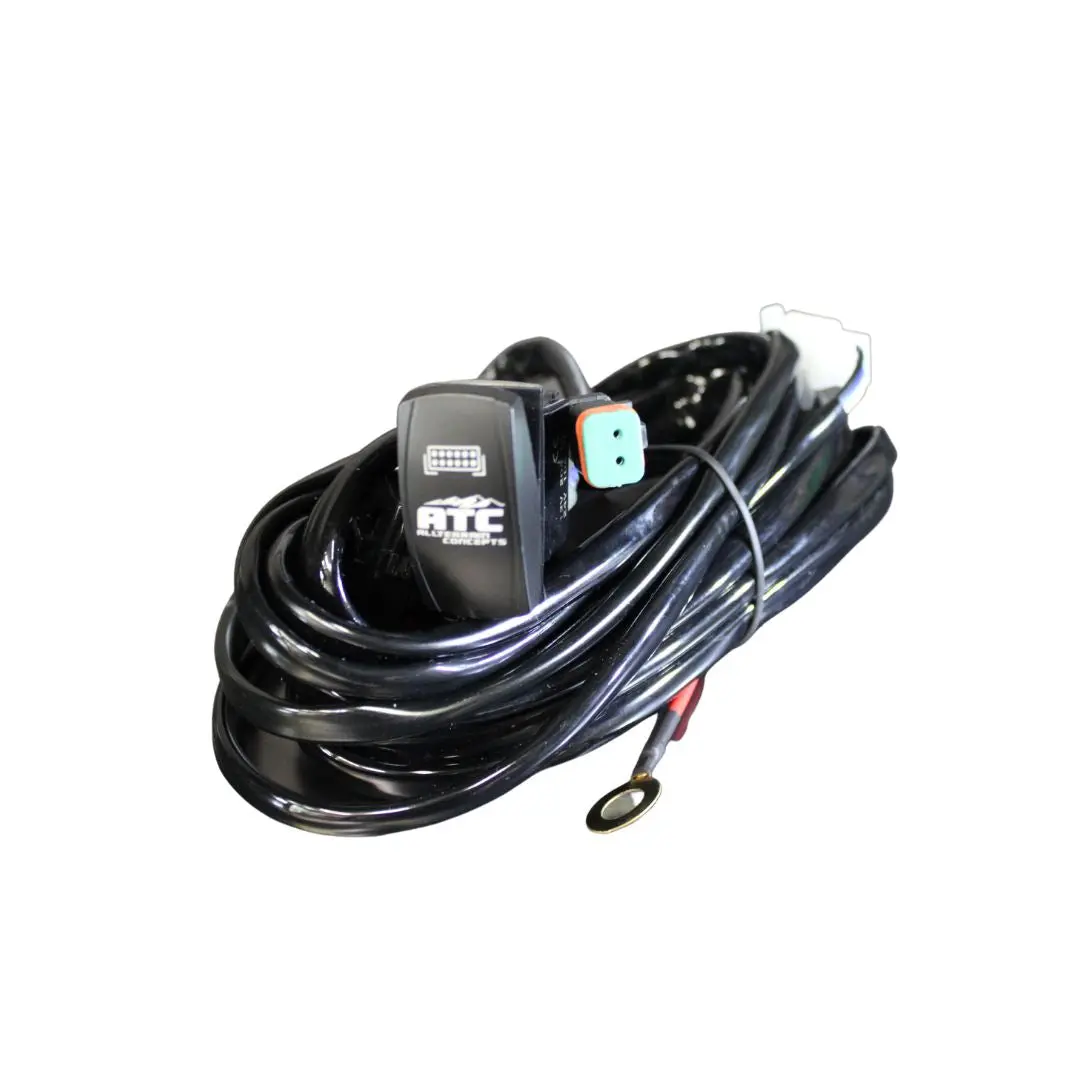 ATC Single Light Bar Wiring Harness with 12 Gauge (12g) Wire & Rocker Switch, Compatible with Cars/Motorcycles Strobe Bars & Work Lights