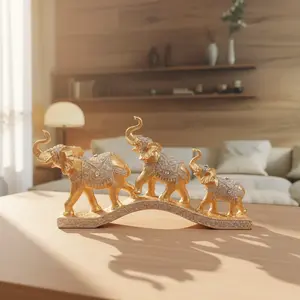 Creative Elephant Statue Decor,  Elephant Sculpture For Home Entryway, European Style TV Stand Cabinet With Wine Rack For Living Room Decorative Gift