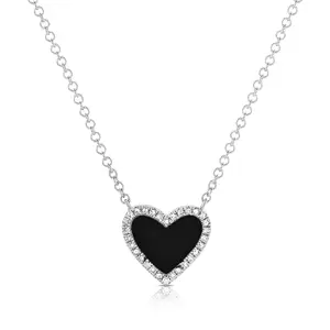 Women 18k Gold Plated Pendant Heart Necklace Black Onyx Heart Necklace,Gift For Her, Daily Wear Necklace