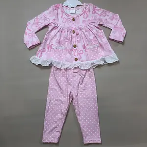 Girl Winter Outfit Bows Pockets Princess Kids Girl Clothing Set