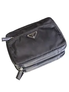 Pre-owned PRADA Nylon Small Leather Goods Black Travel Pouch, MSRP: $495
