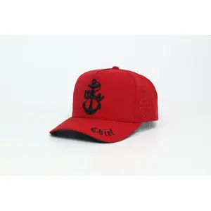 No.1555 Premium Mid-Profile Chief Heritage Anchor Snapback Vented | Everyday Cap | Embroidered Brim | Red | $34.99 | Free Shipping