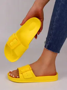 Women's Summer New Sandals, Adjustable Buckle Outdoor Slippers, Simple Fashion Lightweight Indoor Slippers, Women's Beach Sandals, Footwear, Toe Sandals, Open Toed Slippers, Open Toe Slides, Slipper Shoes
