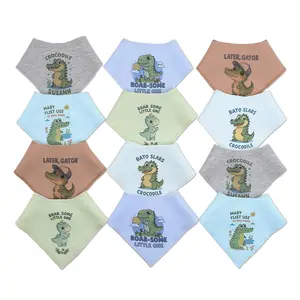 12-Pack Adjustable Baby Drool Bibs for Boys & Girls, Soft Cotton Bandana Bib Set with Cute Cartoon Prints, Absorbent Teething & Feeding Bibs for Newborns & Toddlers