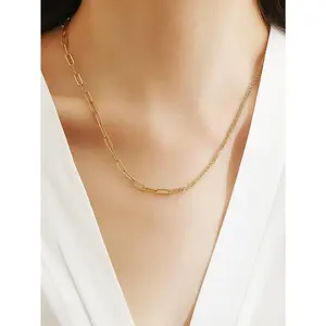 Niche Design | Golden Paper Clip Stacked Chain | European and American Style Accessories