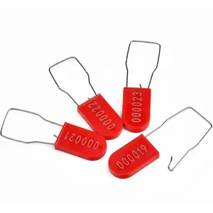 50 count Plastic Padlock  Seals Metal Wire Padlocks Electric Meter Seal Disposable Anti-Tamper Lock Numbered Anti Tamper Tag Hasps Red