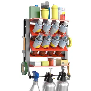 Heavy Duty Wall Mounted Spray Can Holder, Hanging Metal Storage Rack, Garage Workshop Tool Organizer