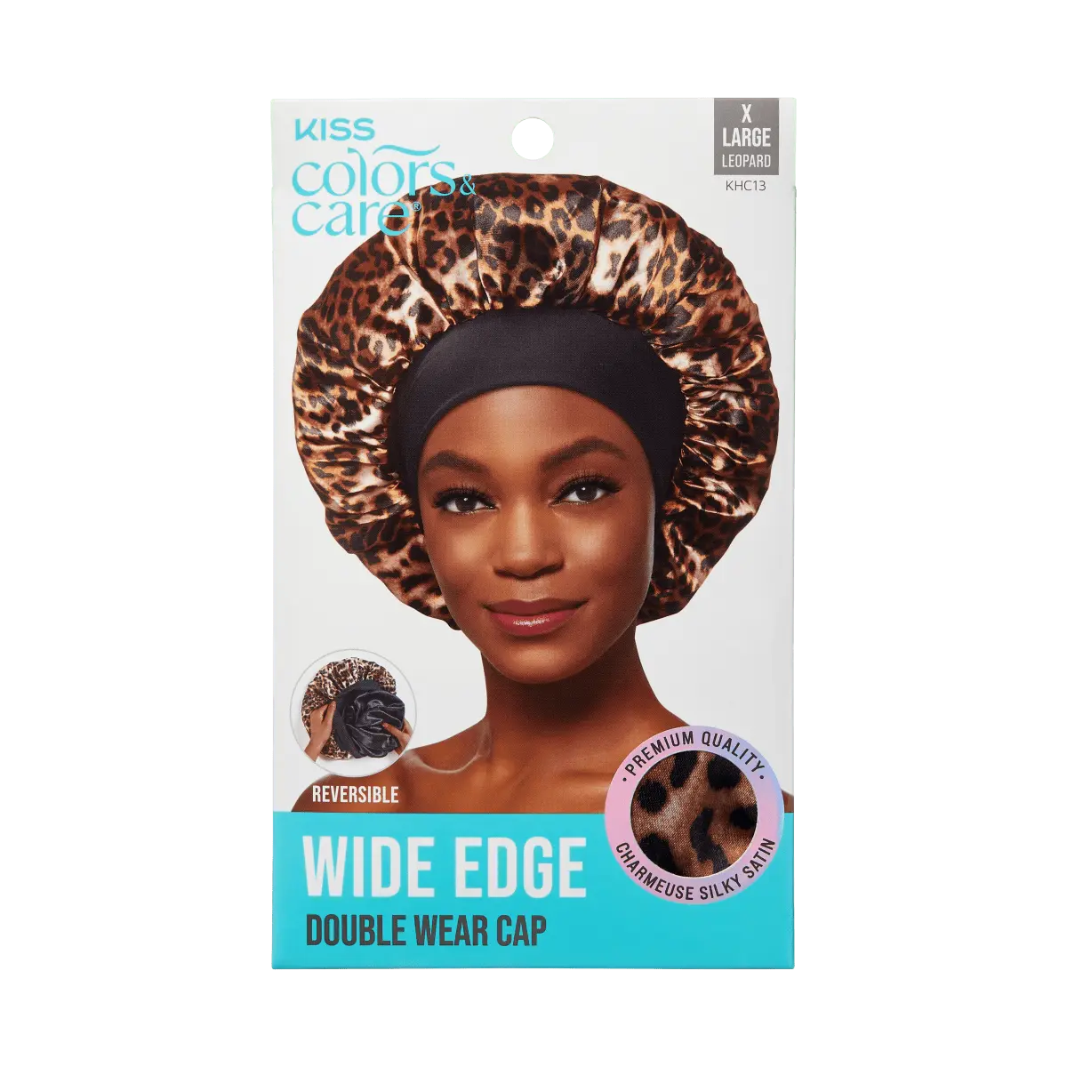 Kiss Colors & Care Silky Satin Double Wear Cap, XL - Leopard | Extra-Large, Silk Bonnet, Sleep Bonnet, Hair Accessories