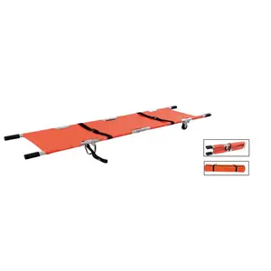 Emergency Foldable Stretcher with Wheels, Orange