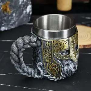 Large Capacity Stainless Steel Beer Cup, Viking Pirate Captain Mug, 3D Relief Design, Perfect Father's Day Gift, Daily Use Beverage Cup, Drinkware