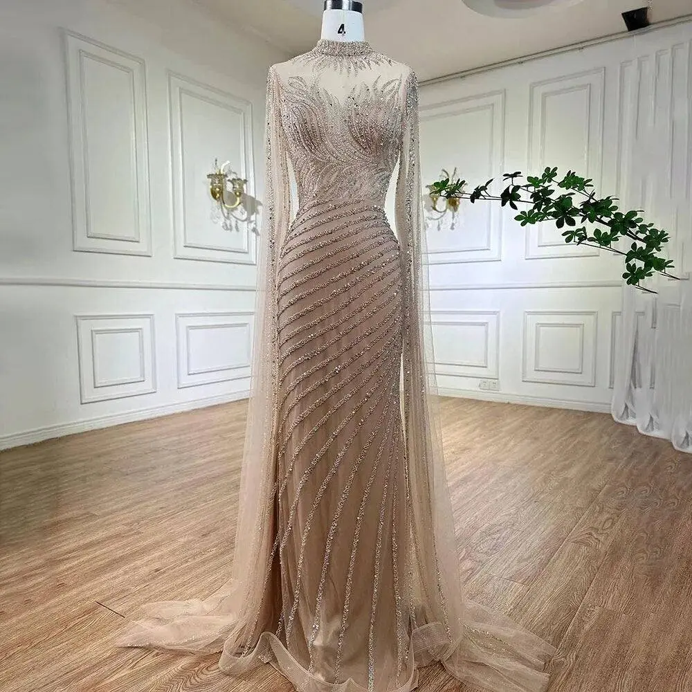 Saudi Arabian Luxury: Caramel Mermaid Evening Dress with Cape Sleeves - Perfect for Dubai Women Attending Wedding Guest Parties" Comfort Fit - TikTok Shop Saudi Arabian Luxury: Caramel Mermaid Evening Dress with Cape Sleeves - Perfect for Dubai Women Attending Wedding Guest Parties" Comfort Fit - TikTok Shop