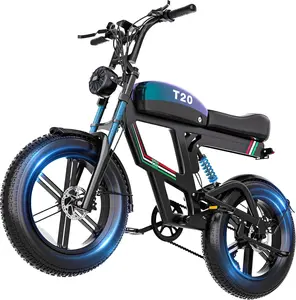 EVOKUN T20 1800W Electric Bike – 30MPH, 100 Miles Range, 20” Fat Tires, IPX7 Waterproof, Rear Drive eBike