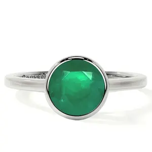 Bezel Set Round Emerald Solitaire Ring (1.25cts.)- REM002-7X7-A