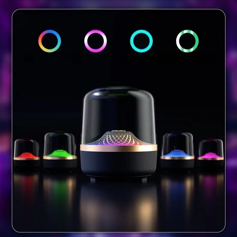 Wireless Crystal Portable Bluetooth Speaker - Stable BT Connection, 360° Surround Sound, RGB LED Light, Karaoke Party Speaker, Bass Boost, Crystal-Clear Highs, Any Room Home/Office Use with Stand