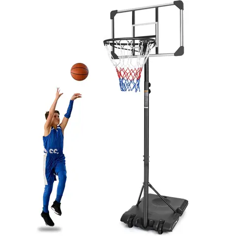 FIZCKEOM Adjustable Kids Basketball Hoop - 5.6-7ft Portable Pool-Ready Hoop, 28in Shatterproof Backboard, Larger Wheeled Mobile Base, Swimming Pool & Indoor Outdoor Training Equipment for Children & Teens