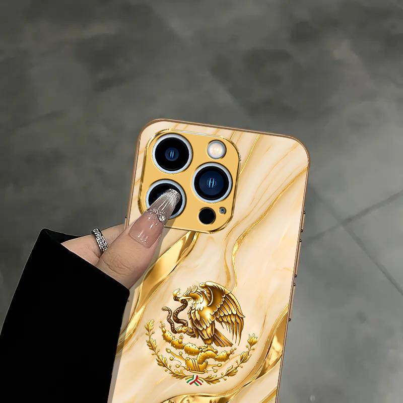 Suitable for [iPhone 14 Pro Max] high-end phone case🥰,Gold Marble Eagle,Golden Stone Texture Eagle Pattern Cover Shockproof Protective Durable Simple Daily Case For Everyone 952