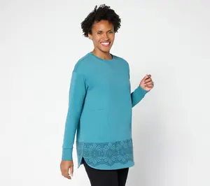 LOGO by Lori Goldstein Regular French Terry Border Print Tunic