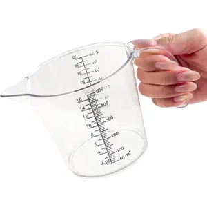 16 oz (2 Cup) Liquid Measuring Cup, Food-Grade Plastic Measuring Cup with Laser-Etched Markings, Clear Single Measuring Cup