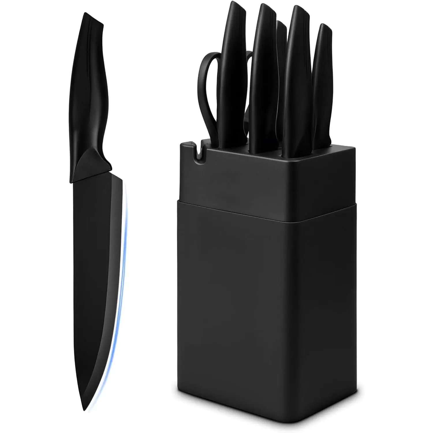 Kitchen  Set with  Block,7-Piece Kitchen  Block Set,  Set with Block with Built-In Sharpening Block,Dishwasher Safe