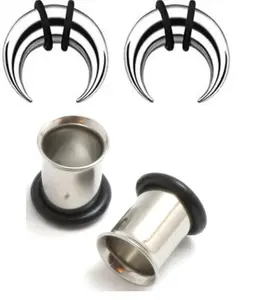 2 Pairs Steel Ear Plugs Tunnels Tapers Pinchers Horseshoes Gauges 0g 2g 4g 6g 8g 10g 12g 14g