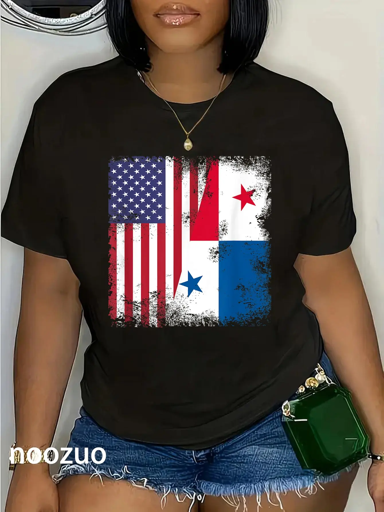 100% Cotton Half Panamanian Flag | Vintage Panama USA Gift T-Shirt