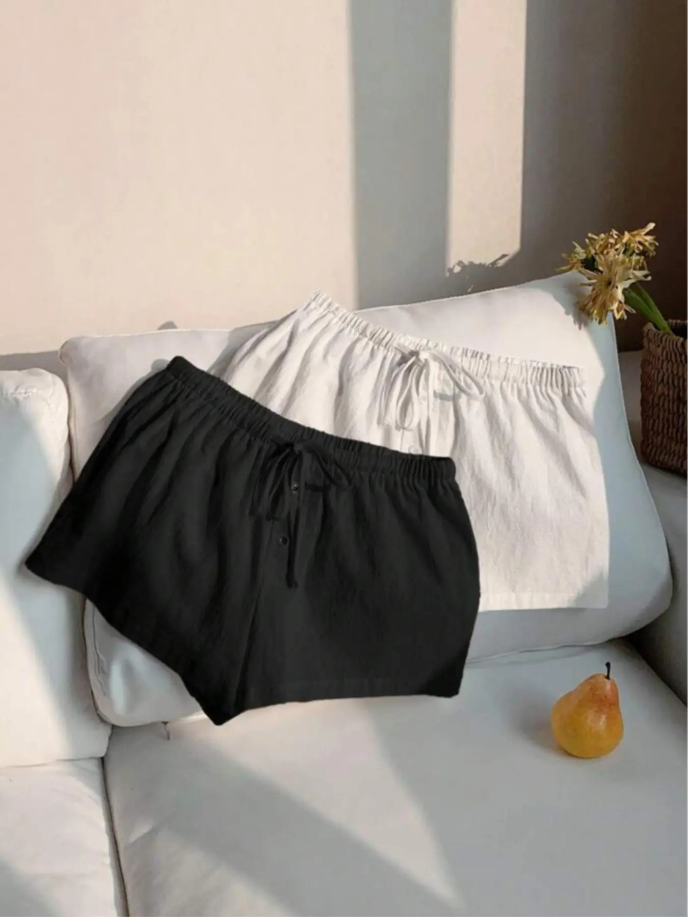 Women's Solid Color Linen Loose Fit Shorts, Casual Comfy Breathable Everyday Lounge Shorts for Daily Wear, Ladies Bottoms for Summer