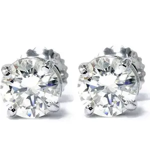 1.40ct Diamond Studs 14K White Gold Screw Back
