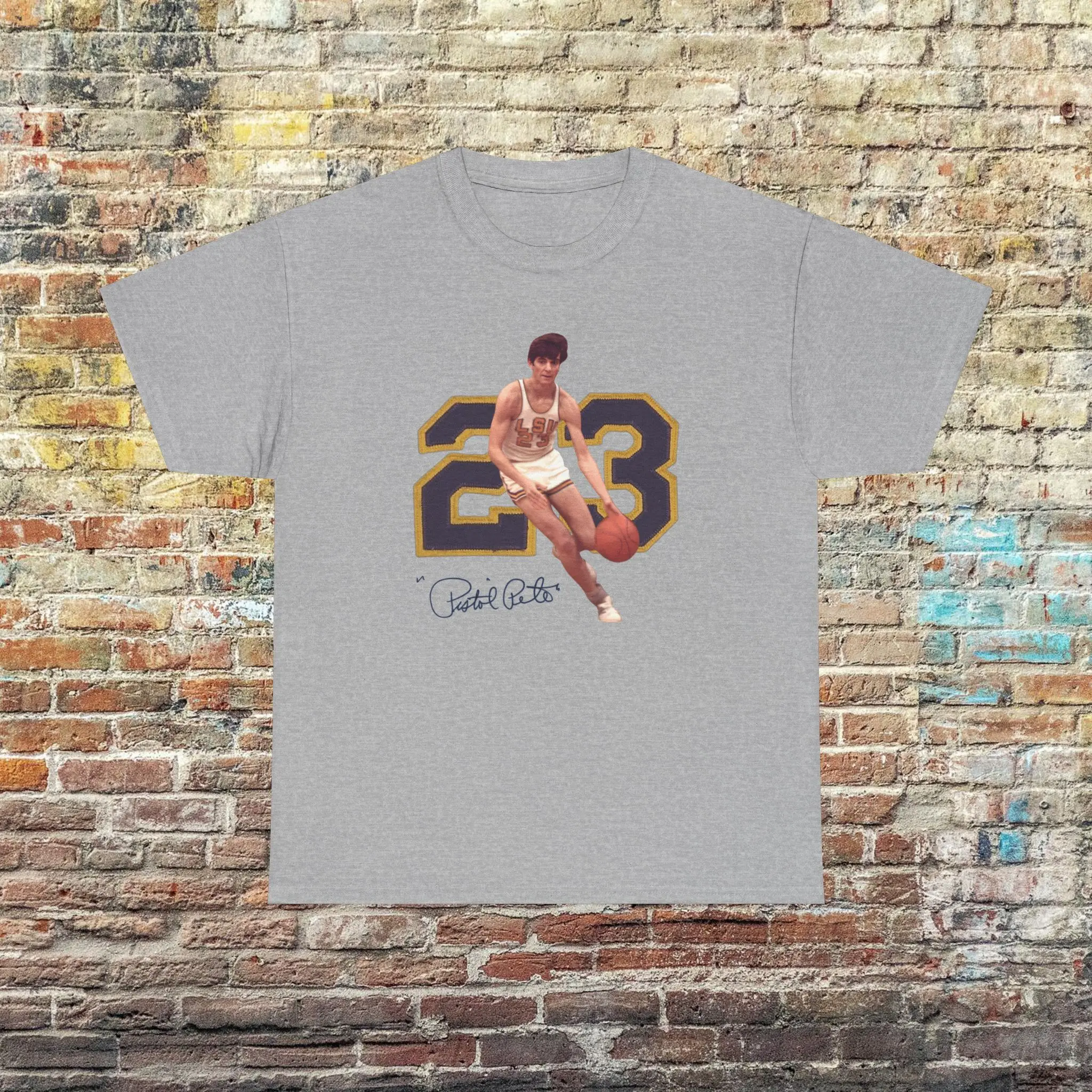Pistol Pete Maravich Unisex Heavy Cotton Tee/T-Shirt LSU