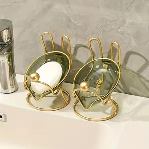 1pc Creative Cute Soap Dish, Cartoon Drain Soap Tray, Self Draining Soap Holder, Bathroom Essentials Accessories