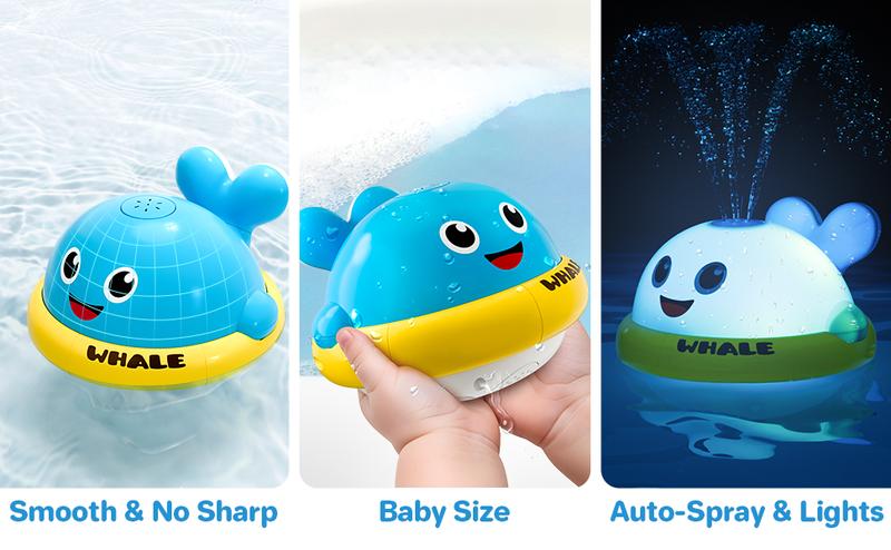 Baby Bath Toys, Light Up Whale Sprinkler Bath Toys for Kids Ages 1-3, Pool Water Toys for Toddlers Bathtub Fountain Toys, Birthday Gifts for 1 2 3 Year Old Boys & Girls