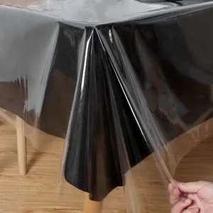 Clear Tablecloth 54 x 144 Inch, 100% Waterproof Oil-Spill-Vinyl PVC Table Cloth, Wipeable Rectangle Tablecloth Protector for Dining Table, and Indoor Uses, Clear