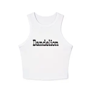 Women's Dandelion (black) Country Western Concert Festival Rodeo Micro Rib Racer Tank Top