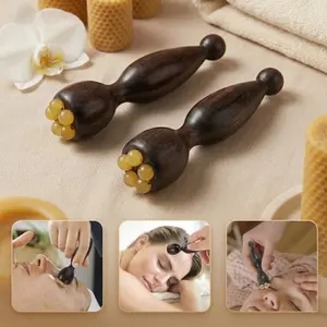 2 Pcs Eye Massage Sticks, Sandalwood Eye Face Roller Massager, Eyes Fatigue Relief Massage Stick for Reducing Puffiness Bags Muscle Ache