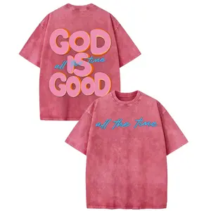 God Is Good All The Time Vintage Christian T Shirt | Washed Black Cotton Oversized Short Sleeve Tee | Retro Faith Based Graphic Casual Crewneck Shirt for Believers Streetwear Y2K Fashion Aesthetic Clothes High Contrast Graphic Top