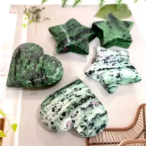 IG Crystal 8 Counts Epidote Crystal Star Heart Shaped Crystal Healing Crystal Home Decoration