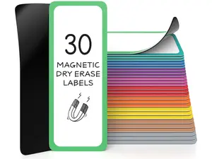 30 Pack Dry Erase Magnetic Labels – 3.1” x 1.2” Writable Color Outline