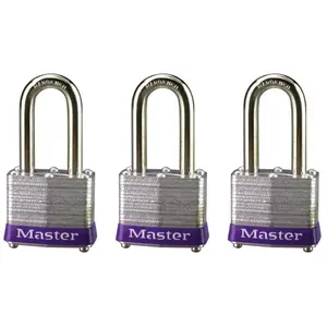 212 MAIN Master Lock No. 3 Hardware Padlock, 3-Pack 3TRILF, Heavy-Duty Steel Body Anti-Theft Lockable Safety Lock for Motorcycle Security