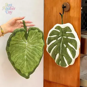 Hot Plant Wipe Hand Towel Plant Leaf Hand Towel Hanging Kitchen Toilet Bathroom Portable Towel Rags Water Absorbing Handkerchief