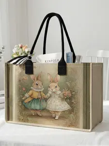Easter Theme Large Capacity Storage Bag, Super Size Organizer with Durable Handle, Space Saving Multi-Purpose for School, Travel, Shopping