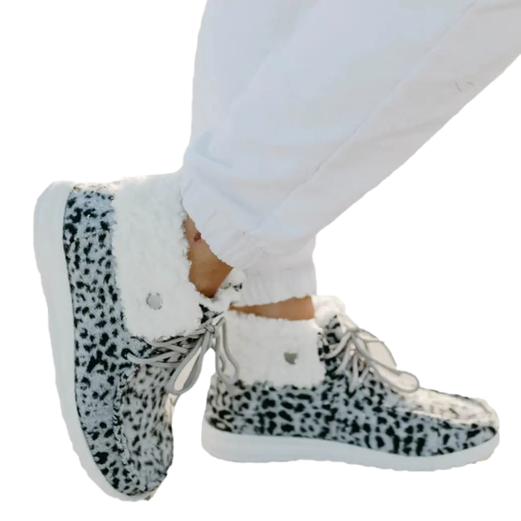 Gypsy Jazz® Ladies Odion Grey Leopard Sherpa Casual Shoes GJSP0108-967