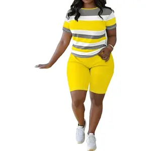 Sports & Outdoors Sports & Outdoors HBQ Women 2 Piece Outfits Summer Sweatsuits Slim Fit Track Suits Biker Short Workout Jogger Sets